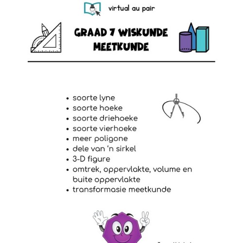 Graad 7 Wiskunde Archives | Virtual Au Pair Shop