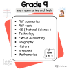 Grade 9 PDF summaries and tests with Maths