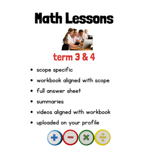 Math Lessons scope specific term 3 & 4