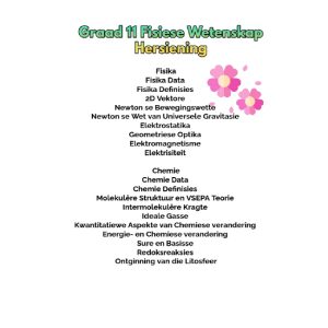 Graad 11 Fisiese Wetenskap Hersiening (Fisika en Chemie)