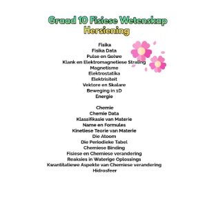 Graad 10 Fisiese Wetenskap Hersiening (Fisika en Chemie)
