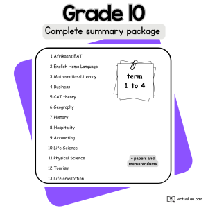 Grade 10 PDF summaries and test package