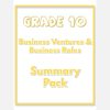Grade 10 Business Studies Summary Pack (Business Roles & Ventures)