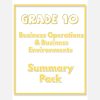 Grade 10 Business Studies Summary Pack (Business Environments & Operations)